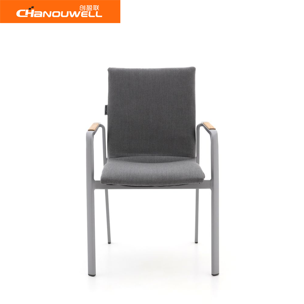 2024 Best Choice High Quality Modern style Aluminum Frame Dining Chair Outdoor Garden Hotel Stackable Chair