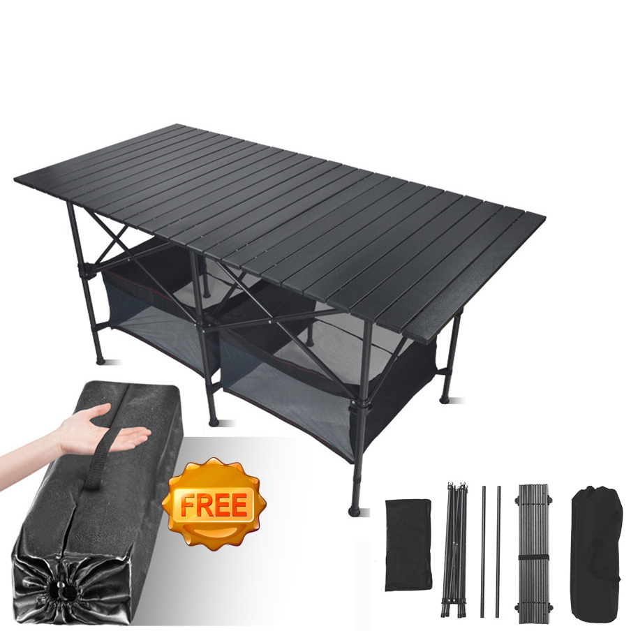 Portable white Plastic Folding table outdoor table Metal Camping furniture