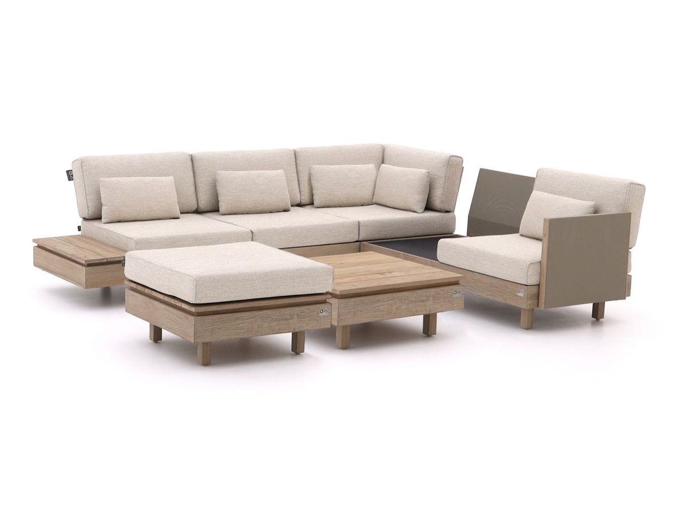 High quality modern teak wood sofa terrace furniture soft waterproof modular