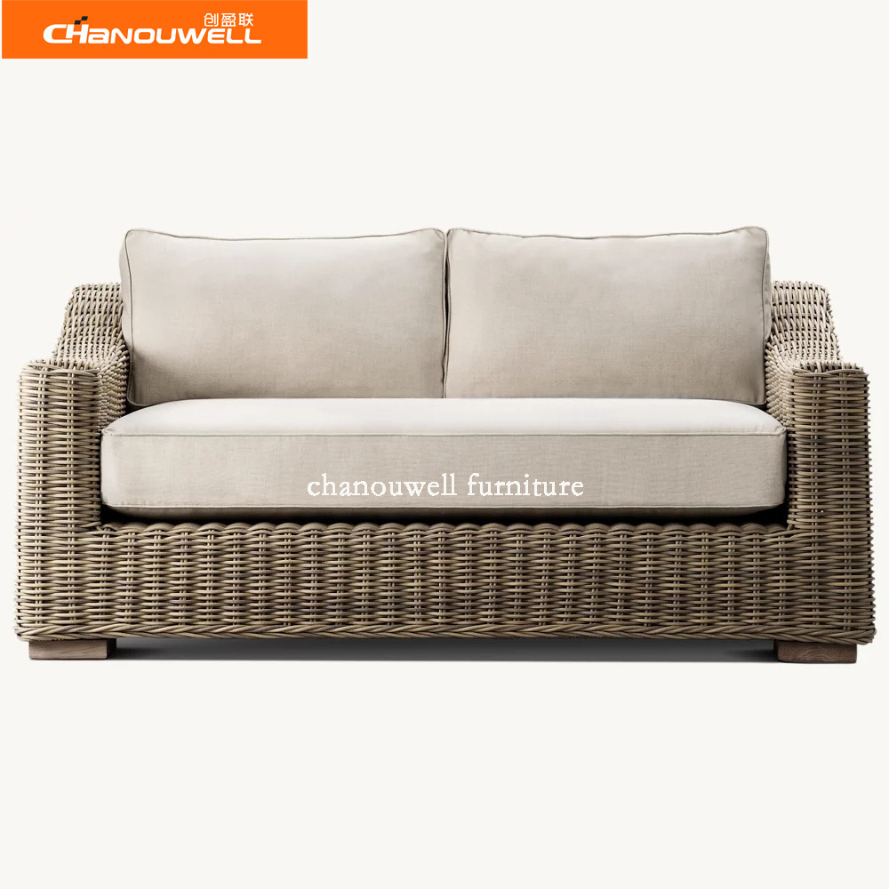 Simple Elegant Indoor Sunroom Or Restaurant Outdoor Sofa Rattan Wicker Furniture