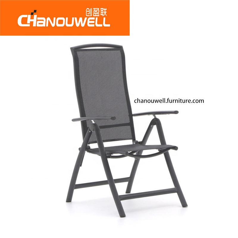 Gray and Black Foldable Aluminum Chair Outdoor Patio Garden Aluminum Folding Outdoor Furniture