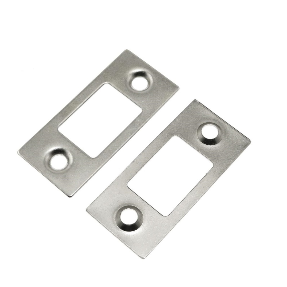 Square Corner Deadbolt Strike Plate with Screws Round Corner Deadbolt Strike Plate for Door Lock Dead Bolt Strike Plate