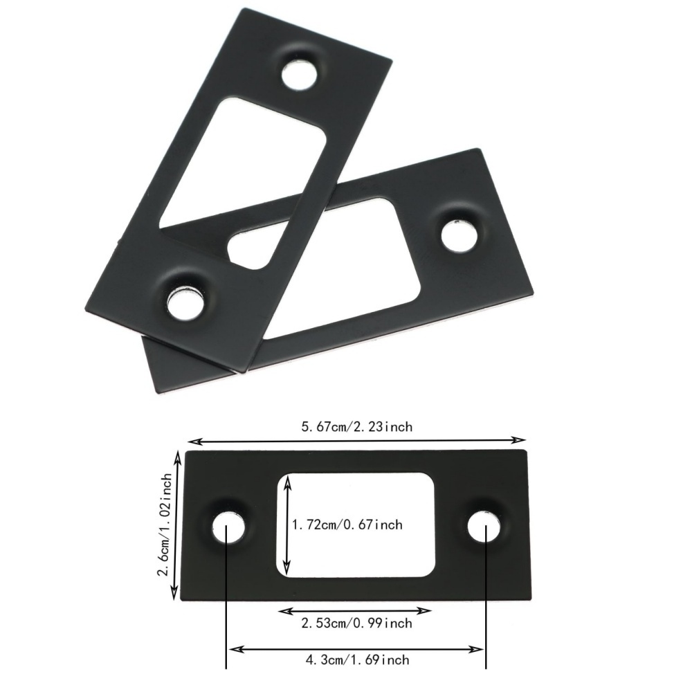 Square Corner Deadbolt Strike Plate with Screws Round Corner Deadbolt Strike Plate for Door Lock Dead Bolt Strike Plate