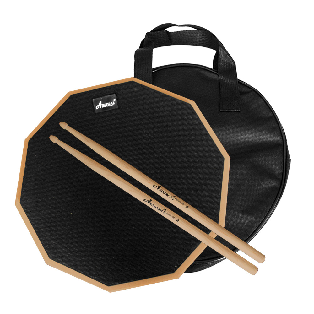 12 inch Rubber Mute Drum Pad with Drumstick for Practice Percussion Instrument