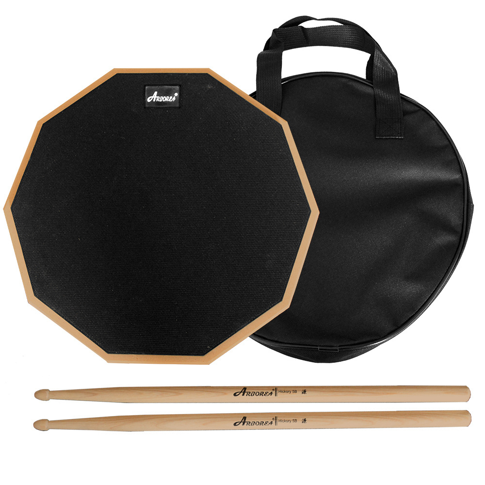 12 inch Rubber Mute Drum Pad with Drumstick for Practice Percussion Instrument