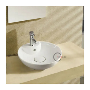 Made In China Single Faucet Hold Fancy Table Mounted Round Ceramic Wash Basin