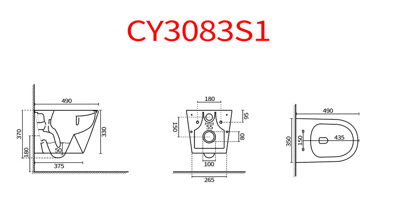 Bathroom Gravity Flushing Wall Hung Toilet Sanitary Round One Piece Wc Wall Mounted hanging Toilets 2024 new products