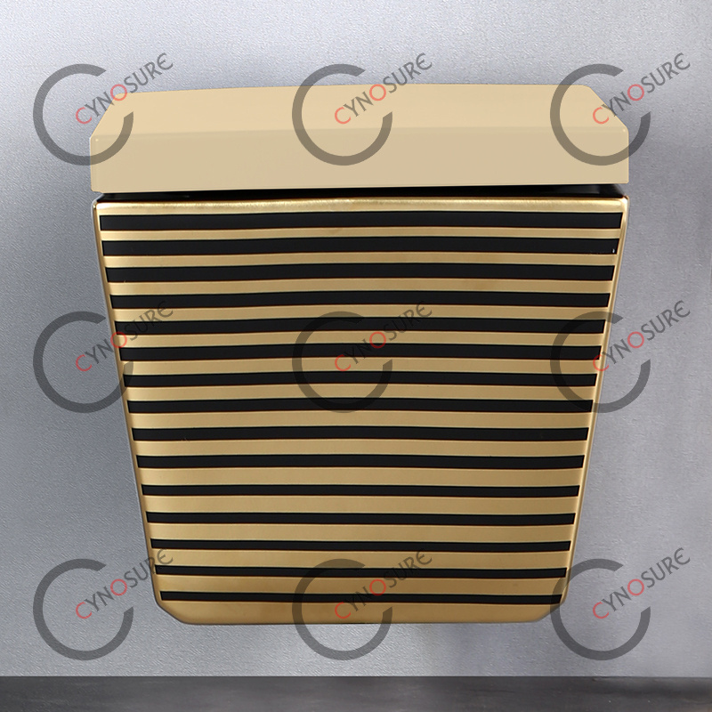 Morden Unique Zebra Pattern Egypt Design Ceramic Black Gold Toilet Wall Hung Toilet One-piece Wall Mounted Wc Toilets Bowl Hotel