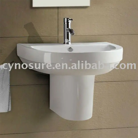 Ceramic Material Wash Basin Sanitary Ware Wall-hung Semi Pedestal One Piece Basin