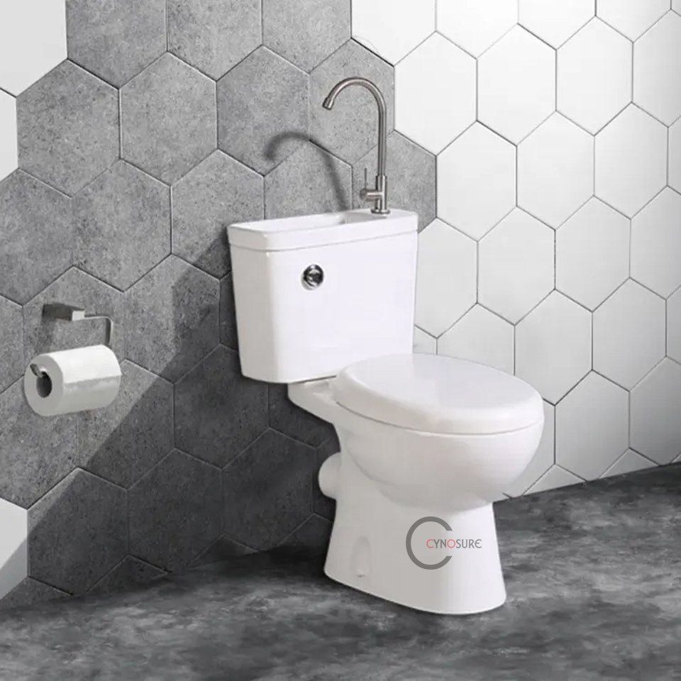 Ceramic Siphon Floor Mounted White Color Toilet With Sink On Top Bathroom Sanitary Ware Wc Two Piece Toilet