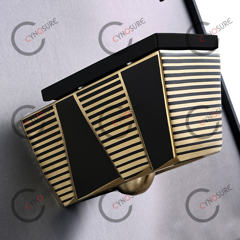 Morden Unique Zebra Pattern Egypt Design Ceramic Black Gold Toilet Wall Hung Toilet One-piece Wall Mounted Wc Toilets Bowl Hotel