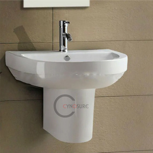 Ceramic Material Wash Basin Sanitary Ware Wall-hung Semi Pedestal One Piece Basin