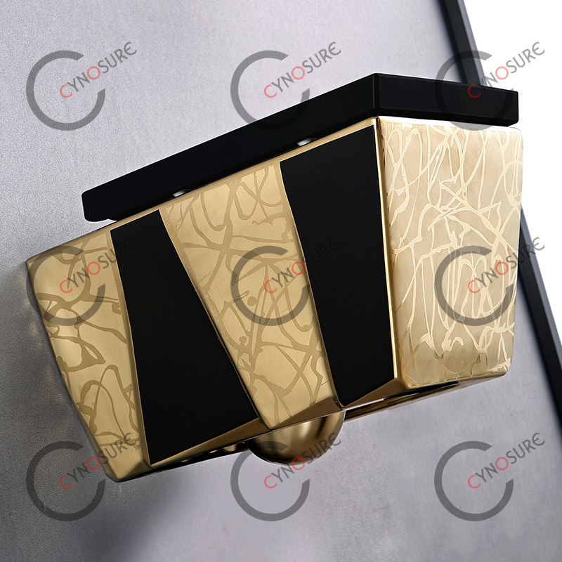 Luxury Unique Pattern Royal Design Rimless Wall Hung Toilet Gold And Black One-piece Wall Mounted Wc Ceramic Toilets Bowl Hotel