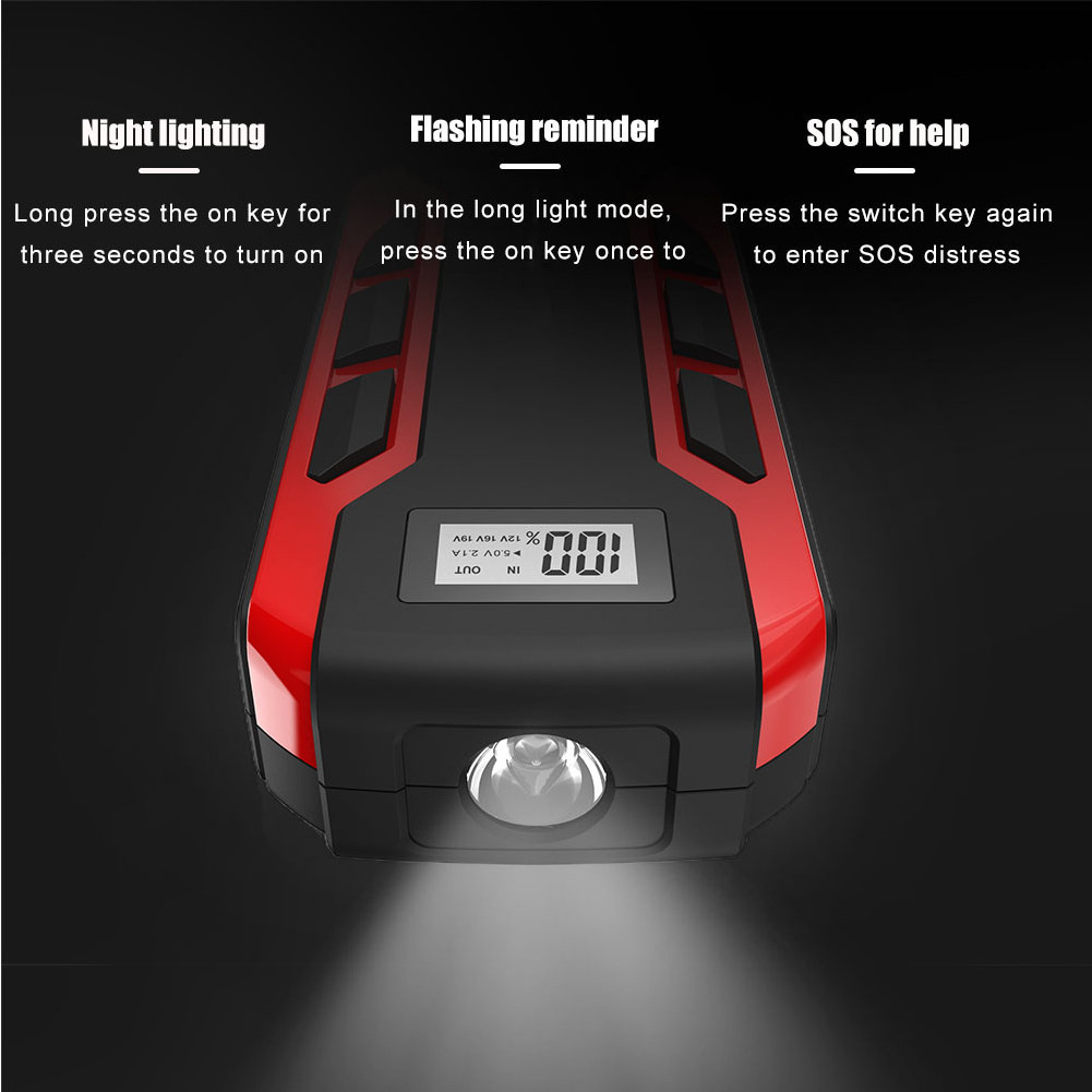 Car Battery Jump Starter 2000 Amp 10000mAh Car Booster with LED Flashlight 12V Auto Lithium Portable Battery Pack