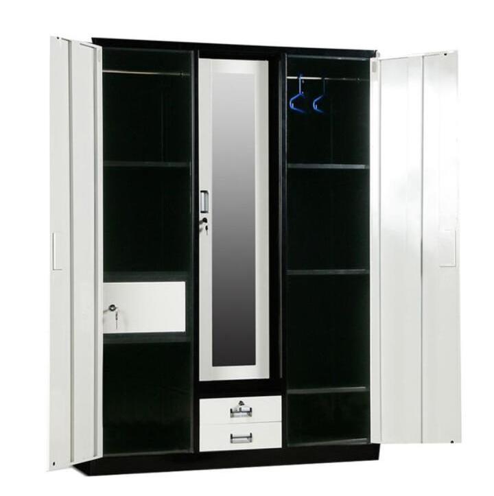 Wholesale of steel 3 door cheap modern iron wardrobes, metal closet wardrobes, steel bedroom wardrobes,