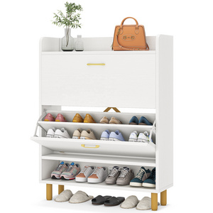 Tribesigns Vintage Shoes Rack Cabinet White Shoe Storage Cabinet with Doors Shoe Organizer Rack for Entryway