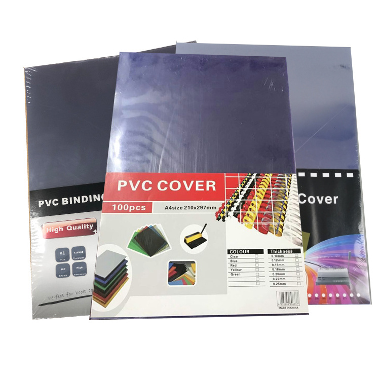 A4 125mic 150mic  Transparent green red blue color PVC Binding Cover Film Cover Sheet