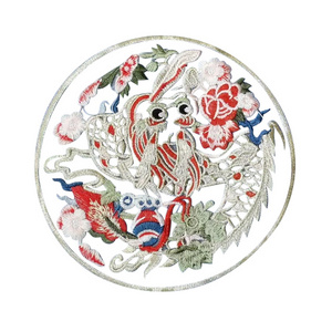 Custom Design Of Chinese Style Fashion Flower Dragon Embroidery Metal Thread Organza Embroidery Patch Clothing Accessories