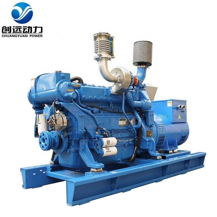 120KW 150KVA silent forced double circulation water cooling LPG CNG marine biogas fuel weichai boat gas generator set