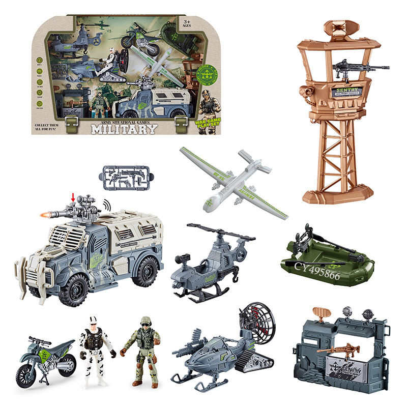 New Toy Soldiers Army Toys Military Vehicle Toy Watchtower Military Action Figures Helicopter Truck Set For Boys