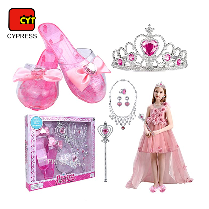 kids Jewelry baby girl toys cosmetics toys for girls princess with crown earrings crystal queen shoes fairy wand