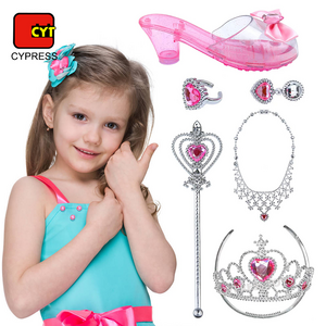 kids Jewelry baby girl toys cosmetics toys for girls princess with crown earrings crystal queen shoes fairy wand