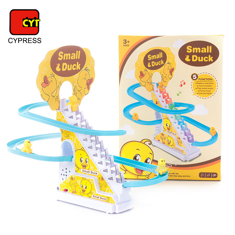 Preschool Educational Games Slot Toys Plastic Railway Game Set Duck Race Electric Slide Track Toys Game Small Duck Climbing Toy