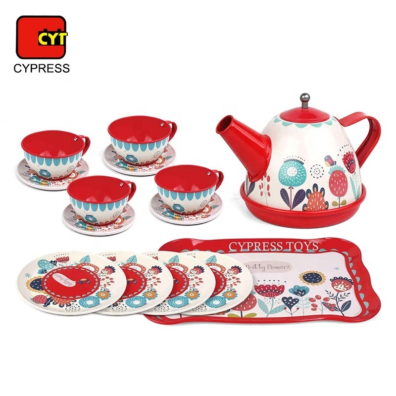 Classical Pattern Mother Garden Stainless Steel Kitchen Toy Set Bubble Tea Toy