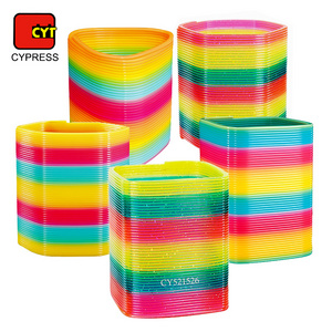 Hot Sale Mini Plastic Rainbow Coil Spring Toy Relieves Stress Slinkys Toys For Kids