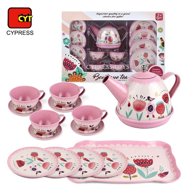 Classical Pattern Mother Garden Stainless Steel Kitchen Toy Set Bubble Tea Toy