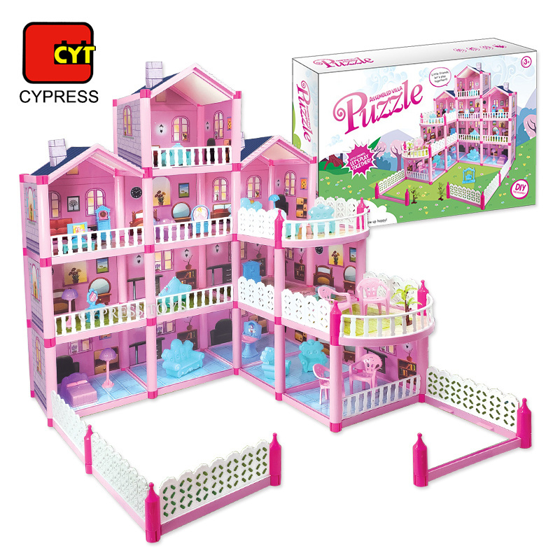 pretend play educational toys DIY villa baby miniature doll houses four floors dollhouse furniture toys for girls