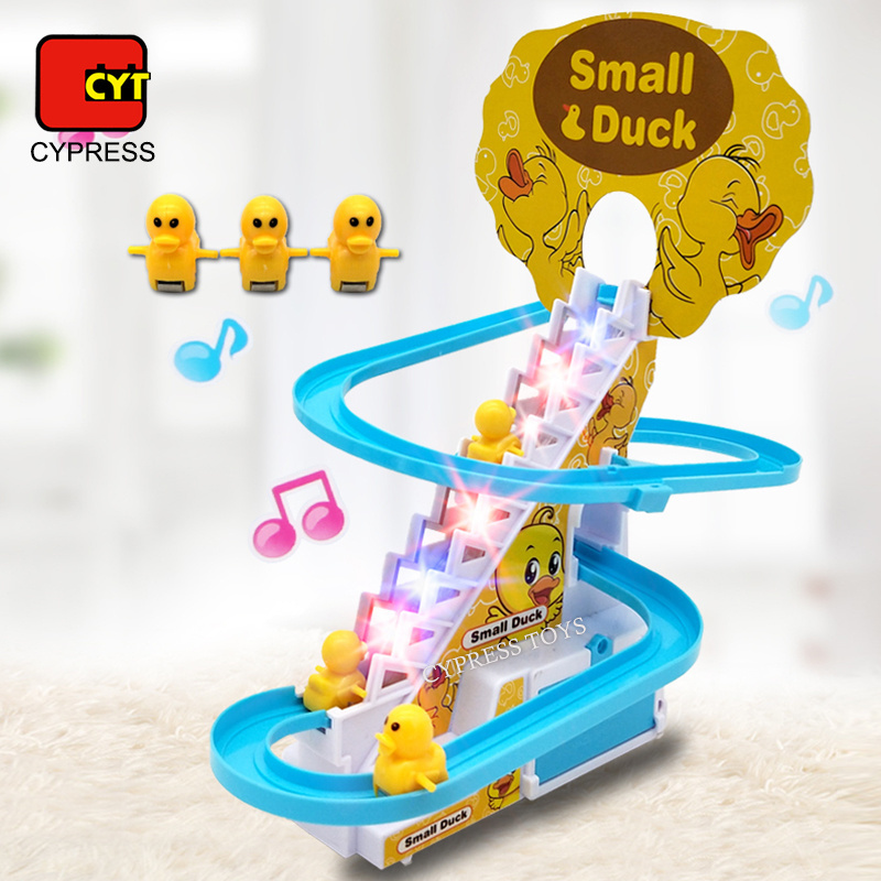 Preschool Educational Games Slot Toys Plastic Railway Game Set Duck Race Electric Slide Track Toys Game Small Duck Climbing Toy