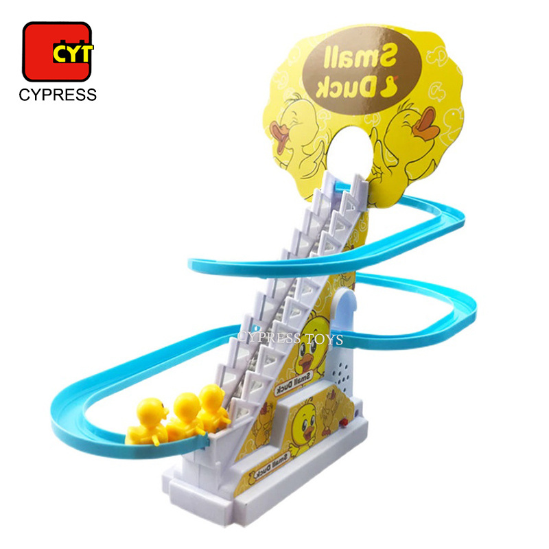 Preschool Educational Games Slot Toys Plastic Railway Game Set Duck Race Electric Slide Track Toys Game Small Duck Climbing Toy