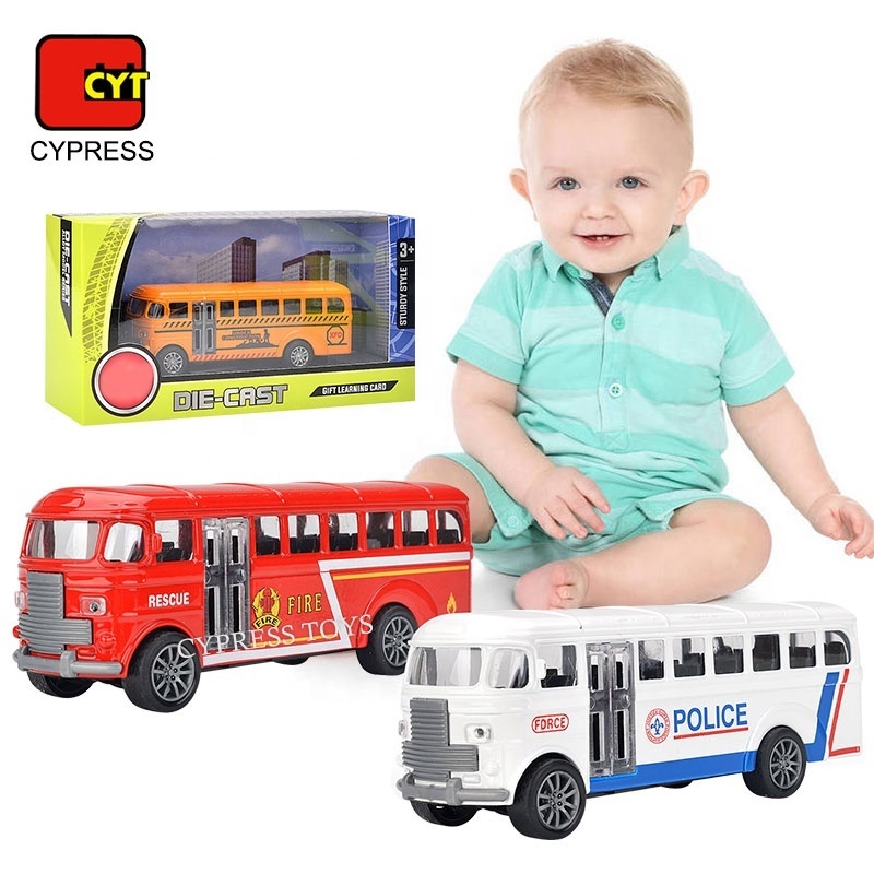 New arrival Mini Diecast School Bus With Learning Traffic Tool Cards Die Cast Car Model Vehicle Toy