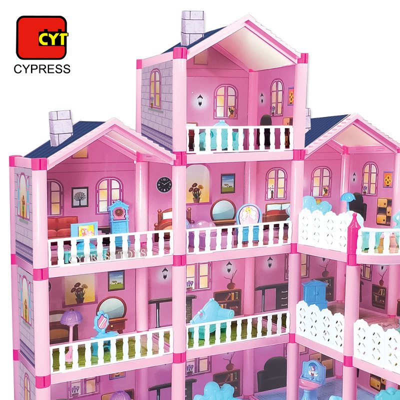 pretend play educational toys DIY villa baby miniature doll houses four floors dollhouse furniture toys for girls