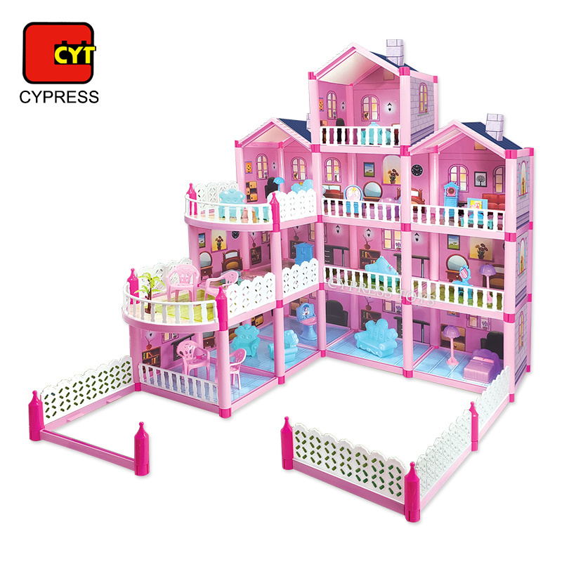 pretend play educational toys DIY villa baby miniature doll houses four floors dollhouse furniture toys for girls