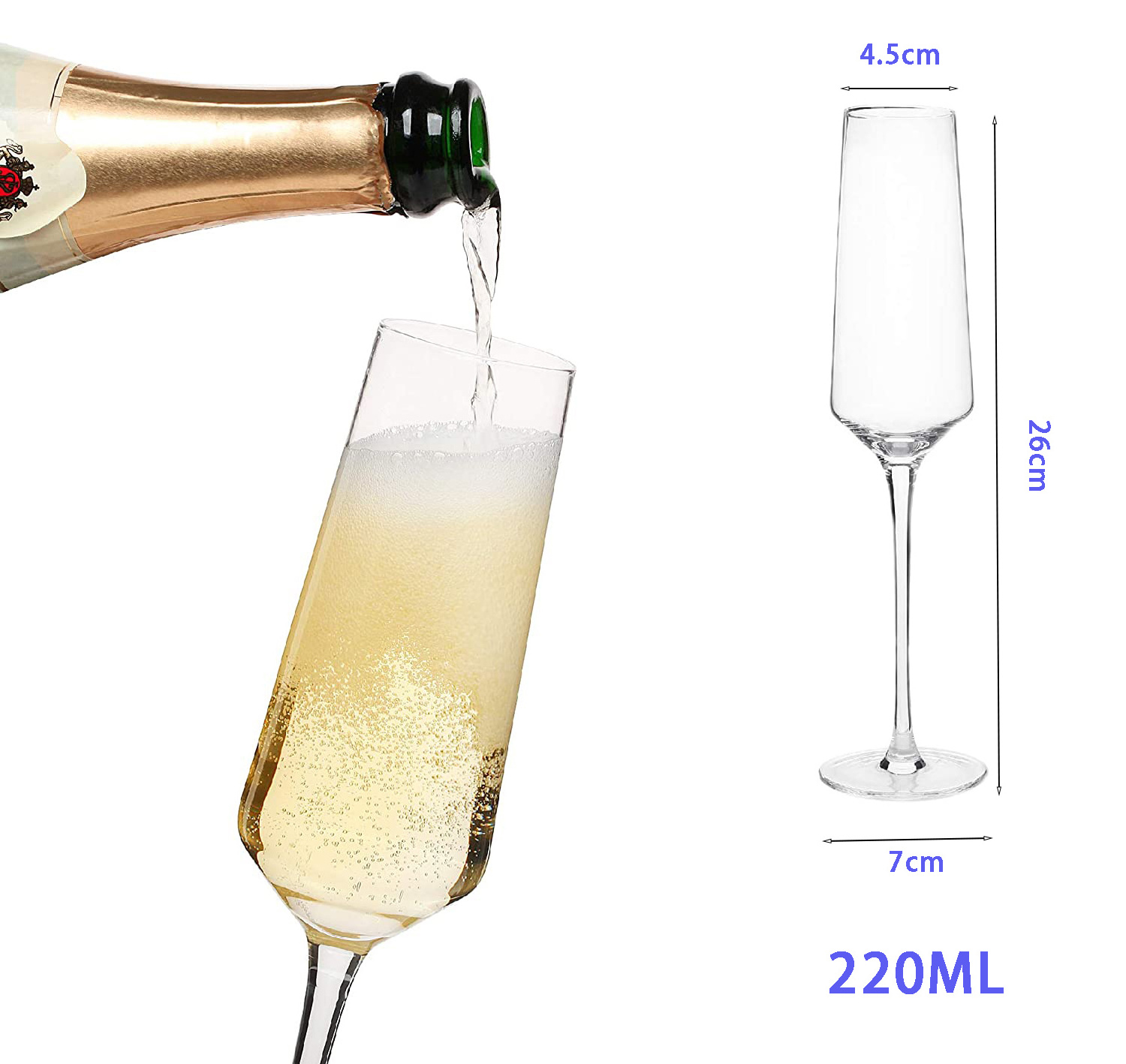 Champagne Personalized Logo Luxury Retro Clear Crystal Wine Glasses with Stem for Drinking Red White Giant Wine Glass as Gifts