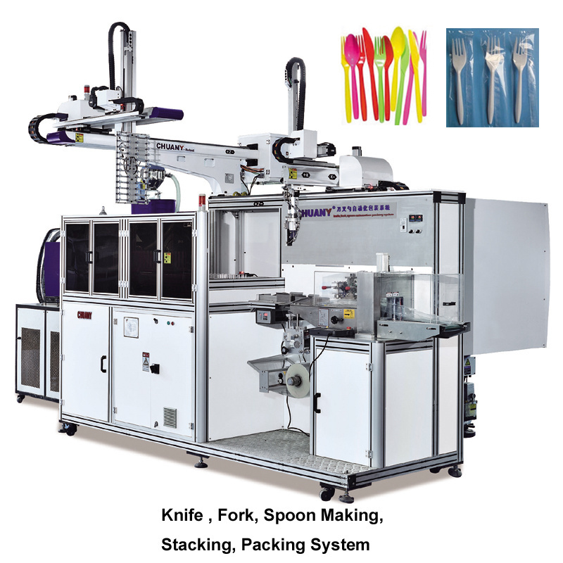 PP PS plastic cutlery automatic packaging machine for spoon fork knife