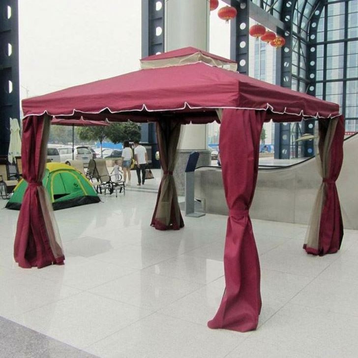 10'X 13' Backyard Outdoor,Roma Aluminum Metal Hardtop Gazebo Canopy Screened Curtain Black/brown Water Proof tents/