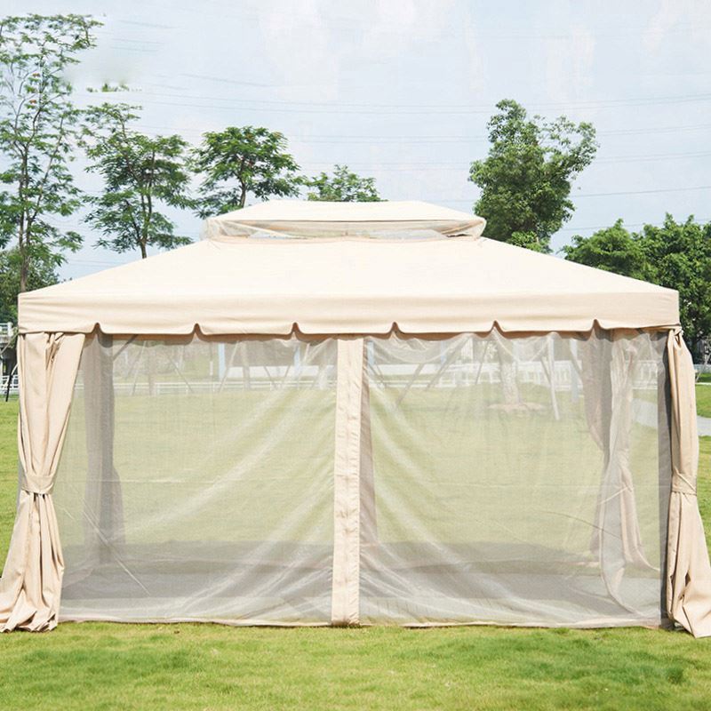 10'X 13' Backyard Outdoor,Roma Aluminum Metal Hardtop Gazebo Canopy Screened Curtain Black/brown Water Proof tents/