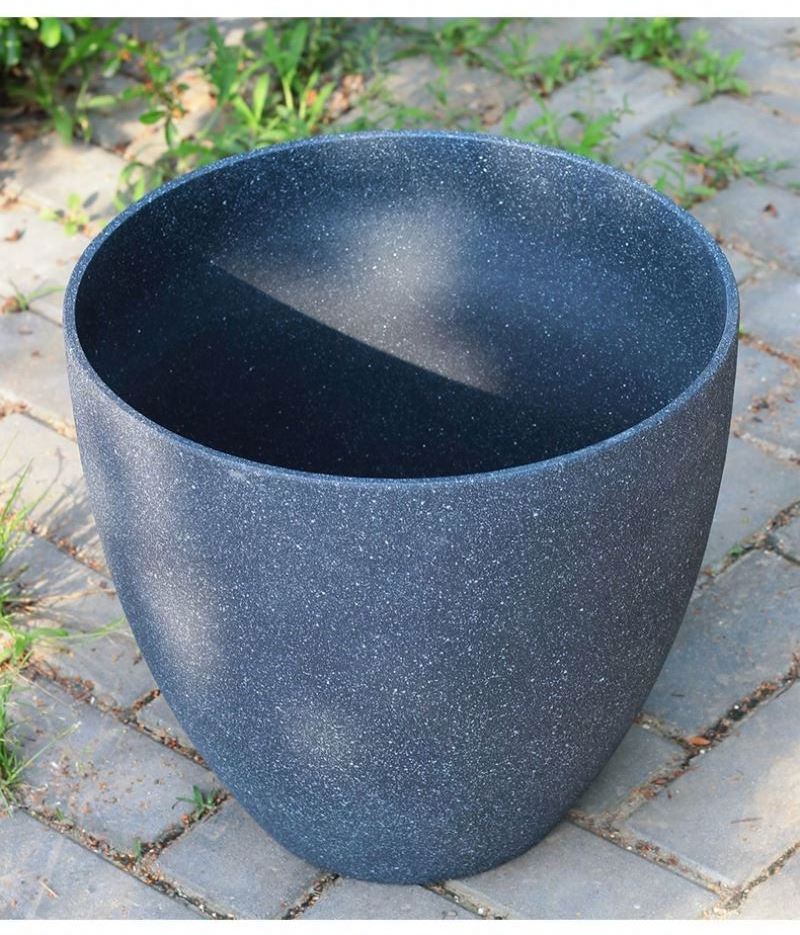 Lightweight Concrete Outdoor Round Bowl Planter, Outdoor Indoor Large Planters Pots With Drainage Hole For Garden Patio Balcony/