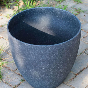 Lightweight Concrete Outdoor Round Bowl Planter, Outdoor Indoor Large Planters Pots With Drainage Hole For Garden Patio Balcony/