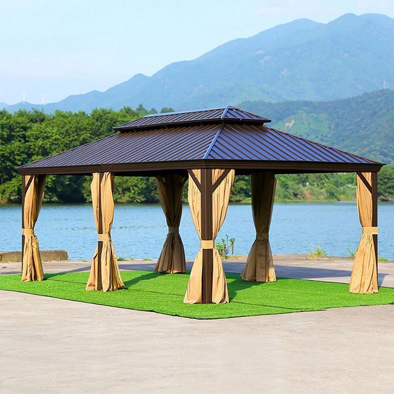 Special offers garden line,cast wrought iron stain steel metal aluminium frame PC top dome shaped gazebos/