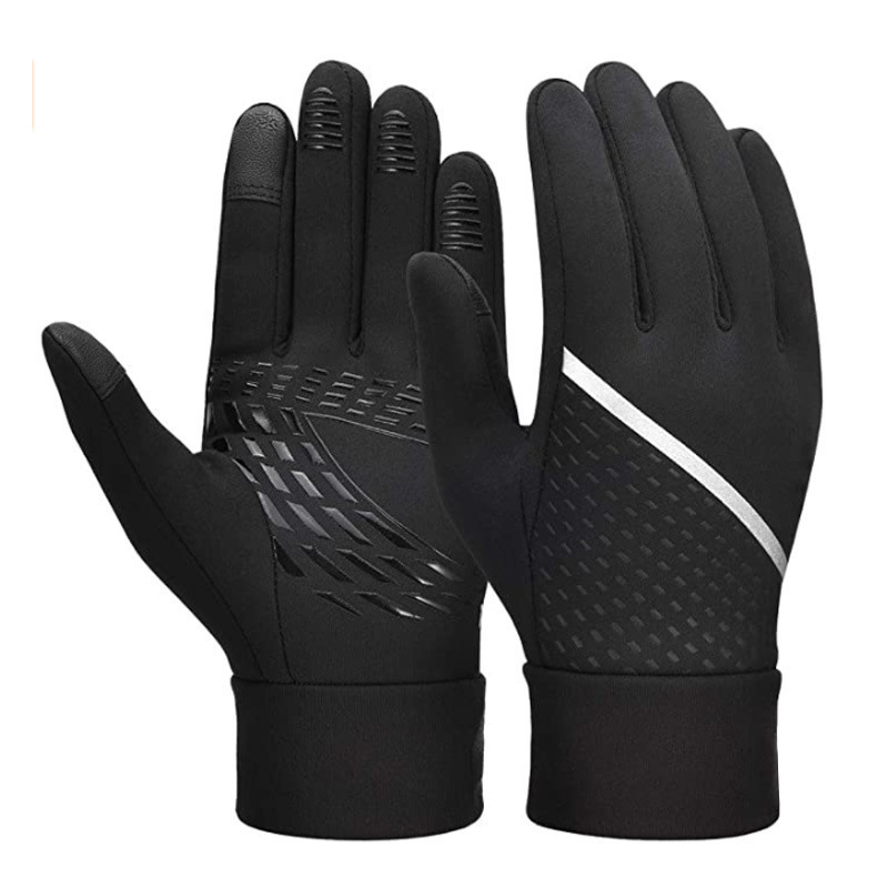 Wholesale Fleece Snowboard Snow Cold Weather Outdoor Sports Cowhide Leather Touch Screen Insulated Warm Winter Gloves