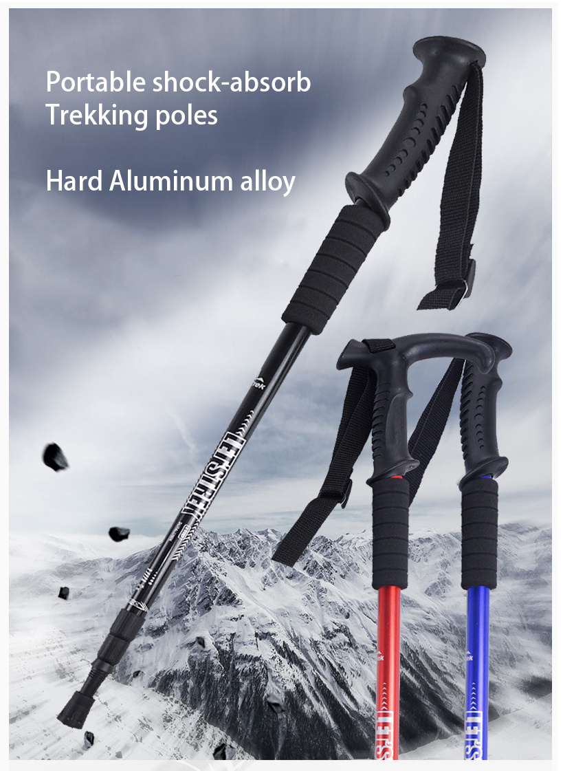 2021 Aluminium Alloy Alpenstock Mountaineering Cane Trekking Poles Hiking Nordic Walking Sticks