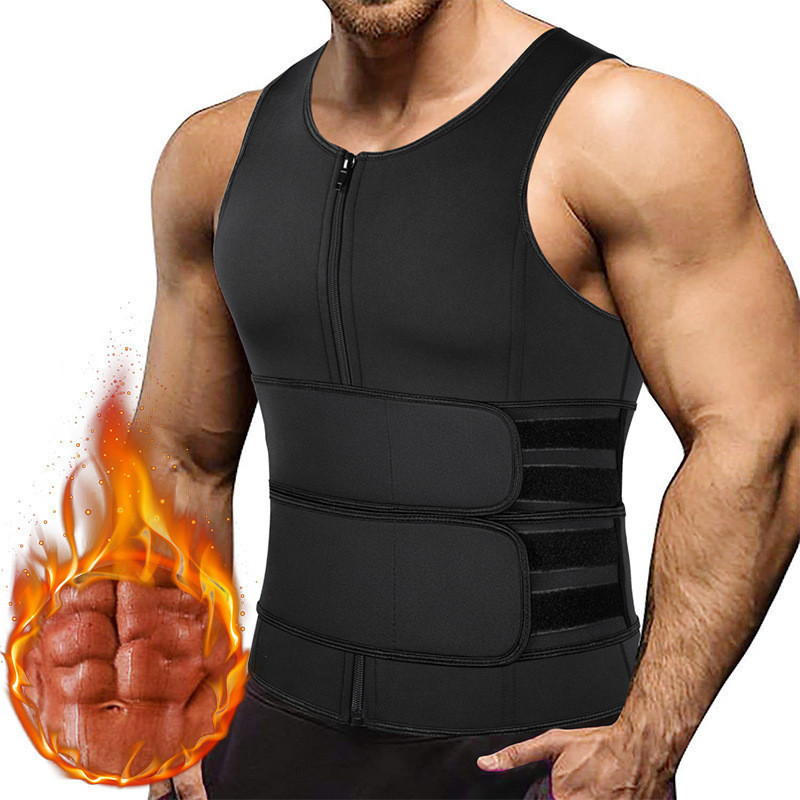 High Quality Body Shaper For Men Weight Loss Neoprene Waist Trainer Sauna Vest With Zipper Gym Waist Trainer