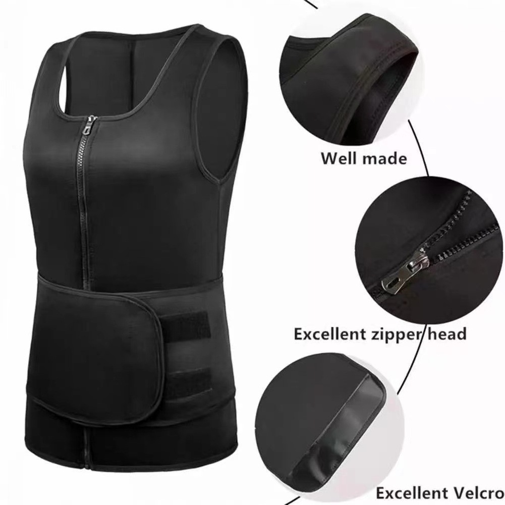 In stock New Men Body Shaper Waist Trainer Sauna Vest with Belt Abdomen Slimming Sweat Vest Fat Burner Shapewear Tank Tops