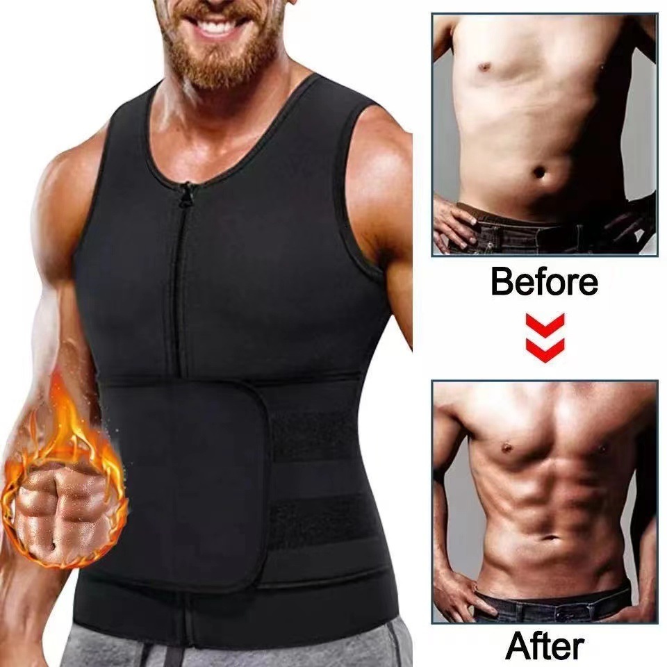 High Quality Body Shaper For Men Weight Loss Neoprene Waist Trainer Sauna Vest With Zipper Gym Waist Trainer