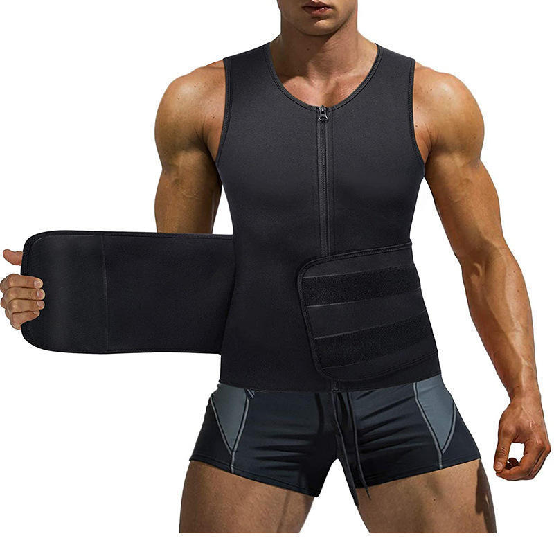 High Quality Body Shaper For Men Weight Loss Neoprene Waist Trainer Sauna Vest With Zipper Gym Waist Trainer