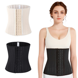 plus size Breathable Women Latex Waist Trainer Corset Workout Slimming Body Shaper Sashes 3 Rows Of Hooks Fajas 9 Steel Bones